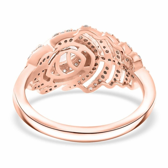 NWT Pink Morganite and Moissanite 1.30 ctw Peacock Feather Ring Size 9 - Picture 6 of 7